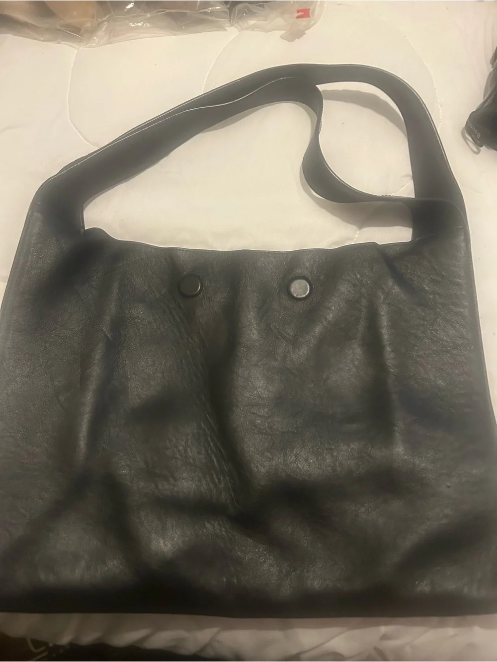 Cos Black Leather Shoulder Bag for Women- Classic Minimalist Style